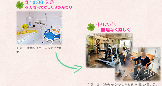 ③入浴 ④午前のひととき ③入浴 ④午前のひととき